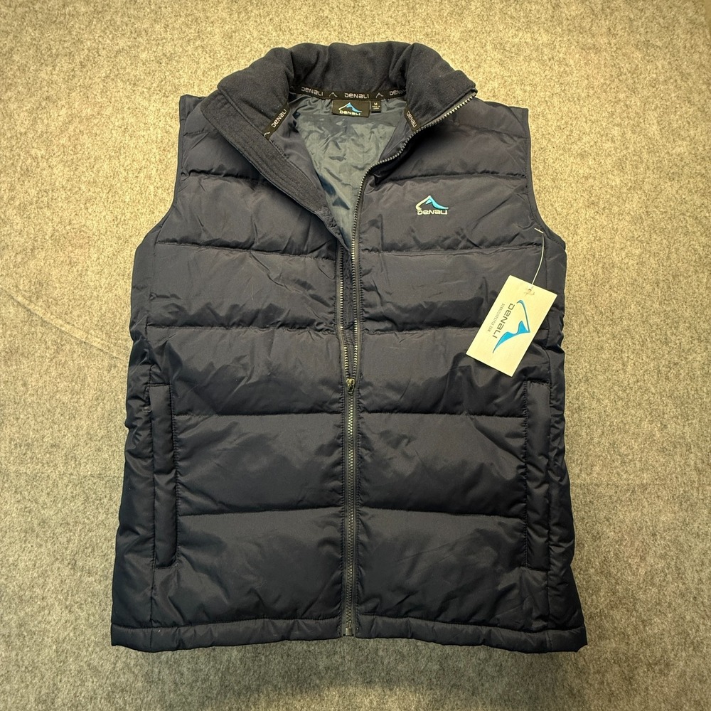 Denali Puffer Vest Men's Medium Navy Blue Full-Zip Front Pockets Polyester